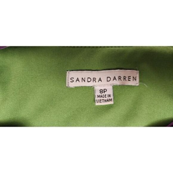 Sandra Darren Sheath Dress 8P Green Geometric Lined Polyester Knee Length - Picture 7 of 7